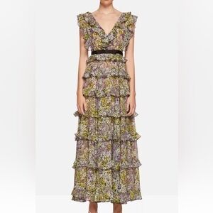 Giambattista Valli X H&M HM Long Tiered Dress Floral US 0 EUR 32